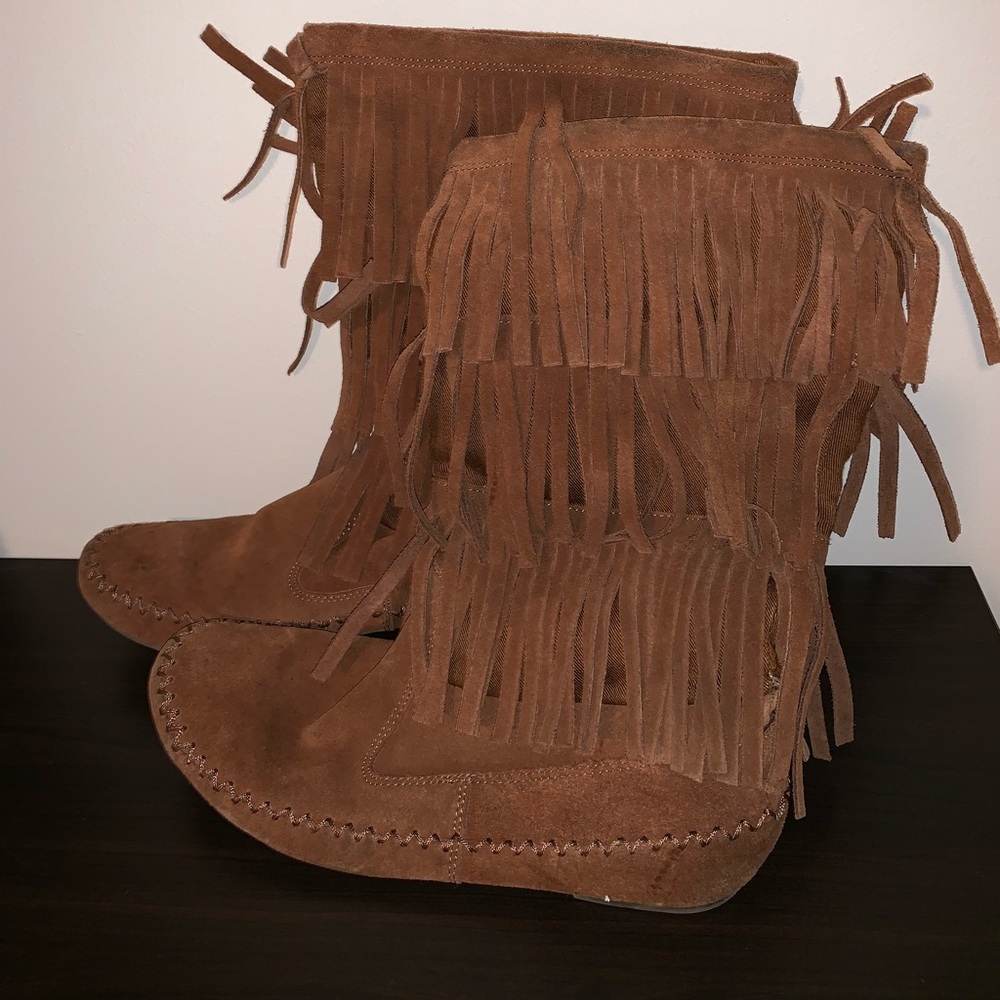 Suede moccasin boots